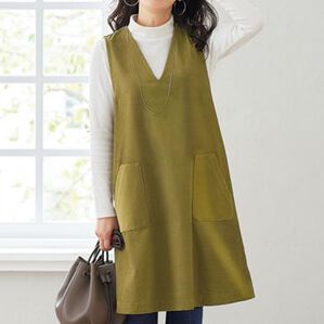 BELLUNA（ベルーナ）の「綿１００％コーデュロイ素材切替ジャンパードレス（チュニック）」｜詳細画像