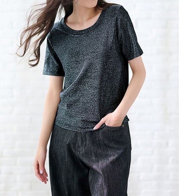 RANAN（ラナン）の「ひんやり！ラメカットソー　Ｔシャツ（Tシャツ）」｜詳細画像