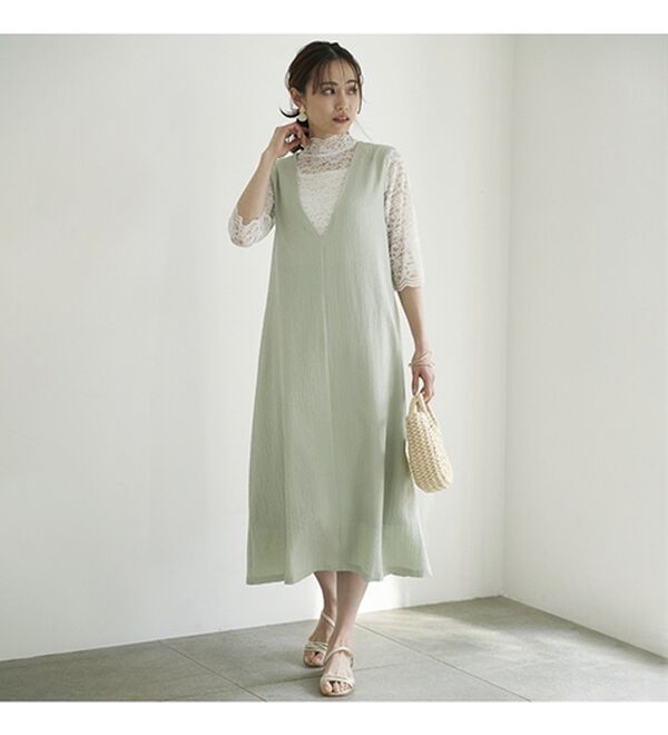 BELLUNA（ベルーナ）の「サラっと素材バックリボンワンピース（その他ワンピース）」｜詳細画像