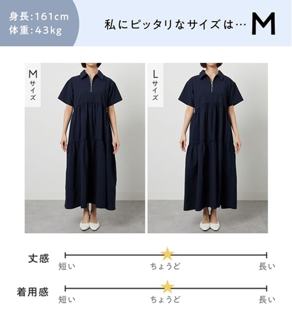 GeeRA（ジーラ）の「サッカーティアードハーフジップワンピース（その他ワンピース）」｜詳細画像