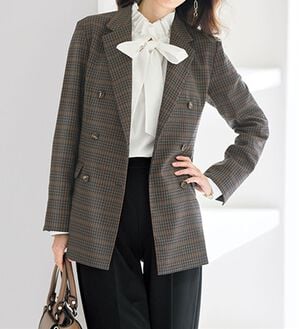 BELLUNA（ベルーナ）の「クラシカルチェック柄ウール調テーラードジャケット（テーラードジャケット）」｜ブラウン系