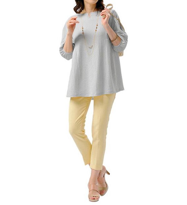 ルフラン（ルフラン）の「【３色組】【ヒヤロン】ストライプジャカードチュニック（チュニック）」｜詳細画像