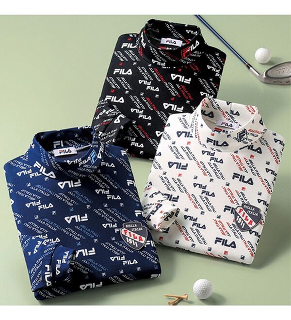 「【３色組】＜フィラ＞総柄ストレッチデザインハイネック（メンズカットソー）」｜3色組