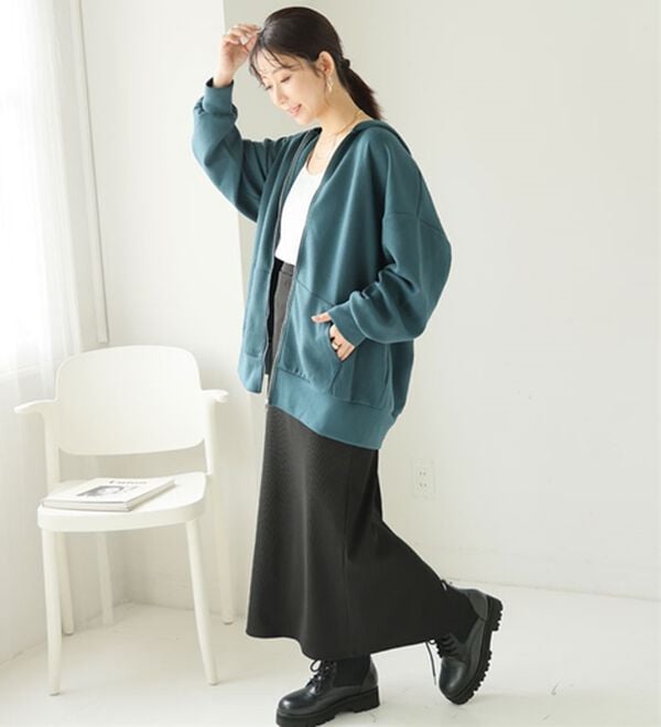 A HAPPY MARILYN（アハッピーマリリン）の「【Ｌ～６Ｌ】なめらかさらり美人なダンボールジップパーカースウェット（パーカー）」｜詳細画像