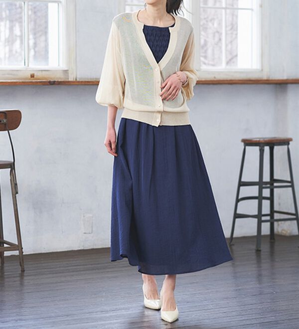 RANAN（ラナン）の「ひんやり！シャーリング風デザインロングワンピース（ロングワンピース）」｜詳細画像