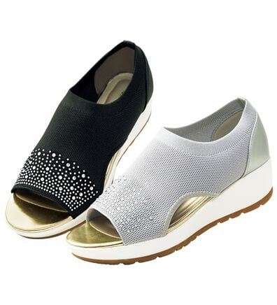 BELLUNA（ベルーナ）の「きらめきビジューのニットウェッジサンダル（サンダル・ミュール）」