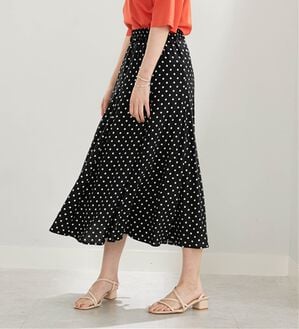 「レーヨン素材プリントフレアースカート（ロングスカート）」｜ドット