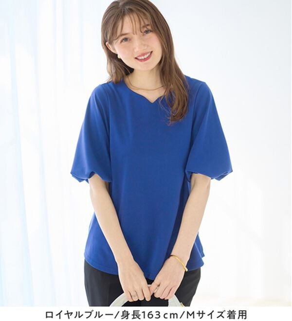 alotta（アロッタ）の「＜６つの機能付＞パフ袖ハートネックブラウスＴシャツ（ブラウス）」｜詳細画像