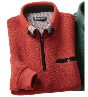 「＜ニコル　モリソン＞暖か衿デザイントレーナー　お洒落衿（メンズトレーナー）」｜オレンジ(お洒落衿)