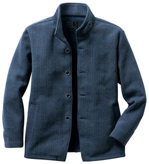 「気軽に羽織れるイタリアンカラージャケット（メンズジャケット）」｜ネイビー