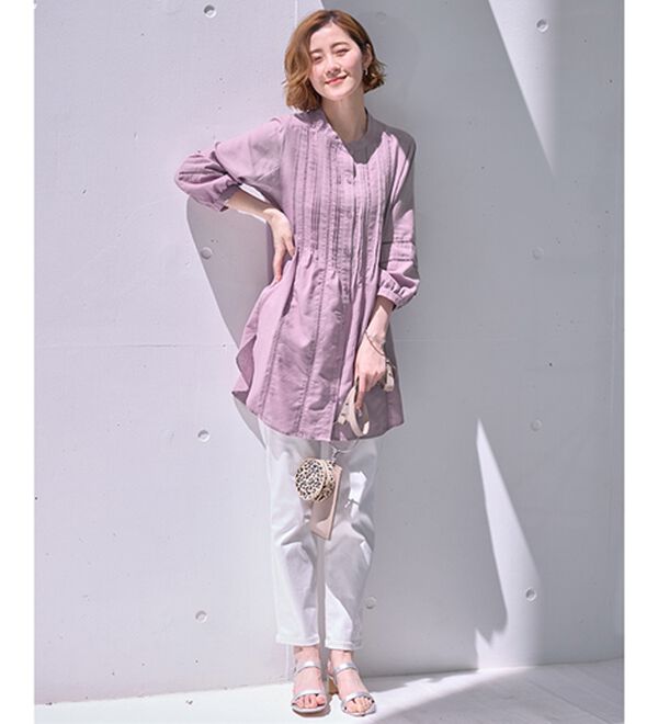 BELLUNA（ベルーナ）の「機能付リネン混ピンタック使いシャツチュニック（チュニック）」｜詳細画像