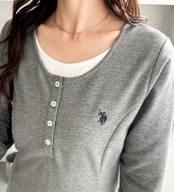 GeeRA（ジーラ）の「【U.S.POLOASSN】レイヤード風ヘンリーネックワンピース（カットソーワンピース）」｜詳細画像