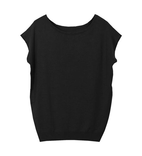 Pierrot（ピエロ）の「【選べる２ネック】シルクタッチフレンチスリーブニット（ニット・セーター）」｜詳細画像