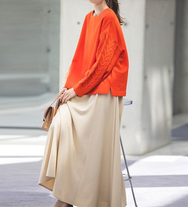 RANAN（ラナン）の「【毛玉になりにくい】裏起毛袖ニットプルオーバー（カットソー）」｜詳細画像