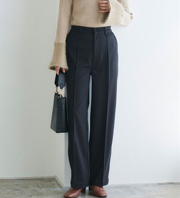 Pierrot（ピエロ）の「カシミヤタッチセミルーズストレートパンツ（フルレングスパンツ）」｜詳細画像