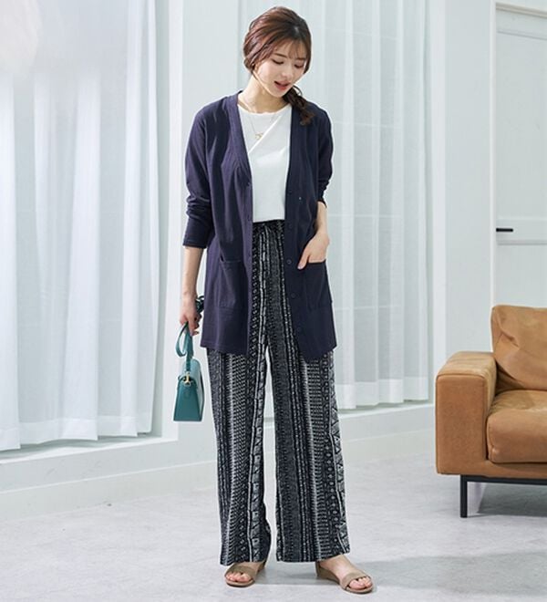 BELLUNA（ベルーナ）の「楊柳サラサラ素材プリントイージーパンツ（フルレングスパンツ）」｜詳細画像