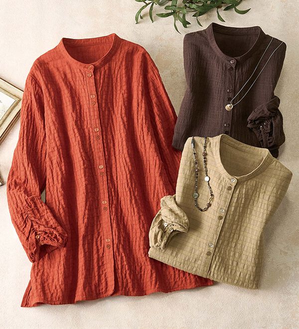 ルフラン（ルフラン）の「【３色組】ポコポコ素材の柔らかブラウス（ブラウス）」｜詳細画像