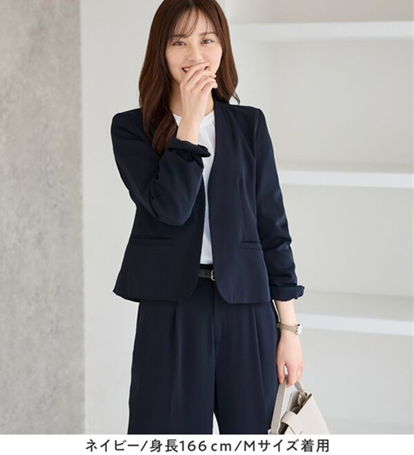 alotta（アロッタ）の「【ブラウス付き３点セット】洗える！多機能セットスーツ（パンツスーツ）」｜詳細画像