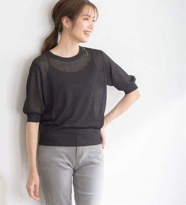 Pierrot（ピエロ）の「シアーラメニット（ニット・セーター）」｜詳細画像