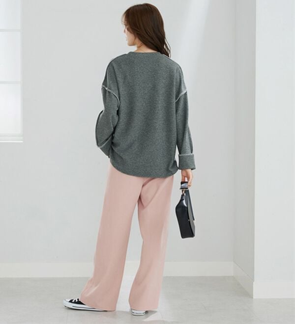 BELLUNA（ベルーナ）の「ニットソー素材ブランケットステッチプルオーバー（カットソー）」｜詳細画像