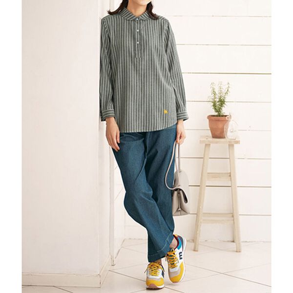 BELLUNA（ベルーナ）の「＜ｍｏｚ＞綿１００％丸エリ刺しゅうシャツ（シャツ）」｜詳細画像