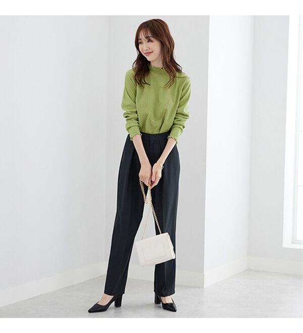 BELLUNA（ベルーナ）の「ボタン使いウエスト調節テーパードパンツ（テーパードパンツ）」｜詳細画像