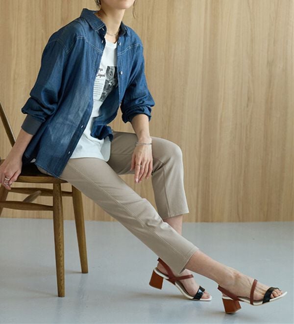 BELLUNA（ベルーナ）の「【再入荷】美ストレッチ素材アンクル丈レギンスパンツ（クロップドパンツ）」｜詳細画像