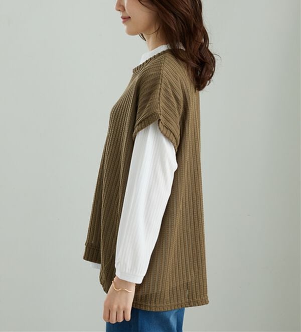 BELLUNA（ベルーナ）の「【インナー付き】透かしドルマンベストアンサンブル（アンサンブル）」｜詳細画像