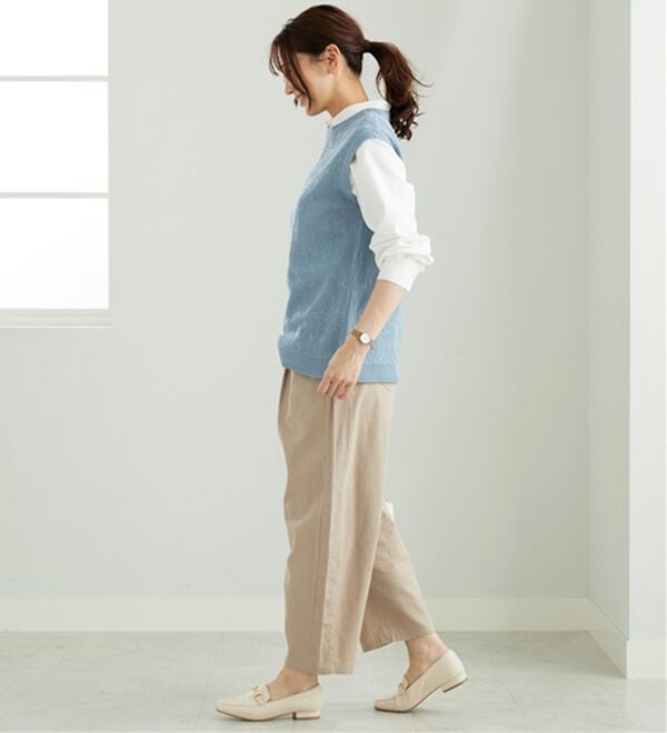 BELLUNA（ベルーナ）の「レース柄シアージャカードニットベスト（ベスト）」｜詳細画像