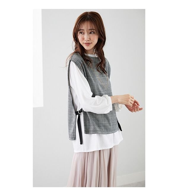 BELLUNA（ベルーナ）の「カットソージャカード素材ベストアンサンブル（アンサンブル）」｜詳細画像