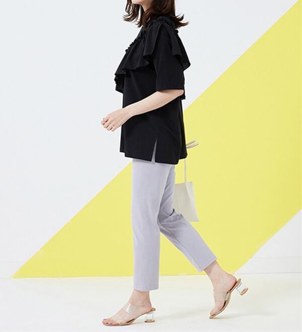 BELLUNA（ベルーナ）の「UVカット！フリル異素材切替プルオーバー（Tシャツ）」｜詳細画像