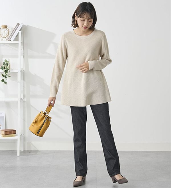 BELLUNA（ベルーナ）の「【選べる裏側】ぐん伸びニットデニムパンツ（フルレングスパンツ）」｜詳細画像