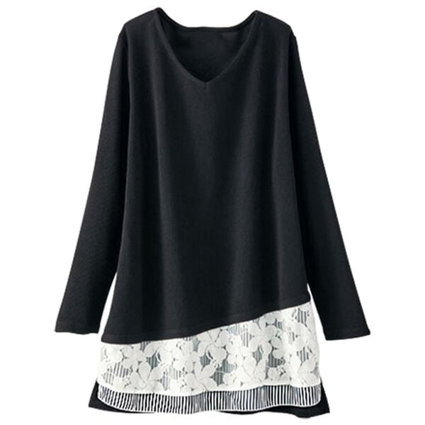 BELLUNA（ベルーナ）の「レイヤード風カットソーチュニック（チュニック）」｜ブラック