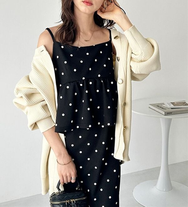 GeeRA（ジーラ）の「楽ちん！ペプラムキャミワンピース（カットソーワンピース）」｜詳細画像