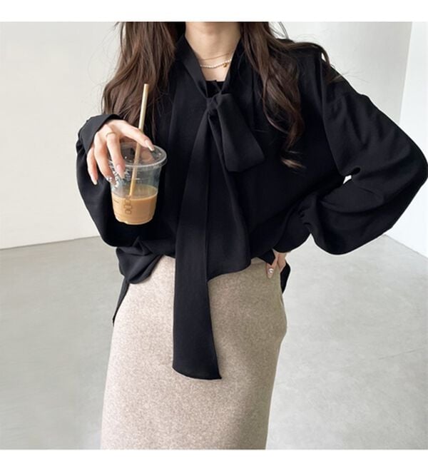 GeeRA（ジーラ）の「前後２ｗａｙボウタイブラウス（ブラウス）」｜ブラック