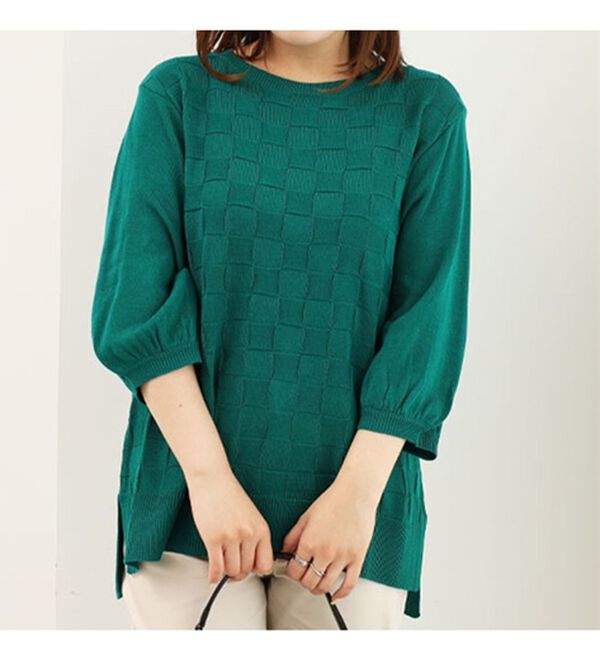 BELLUNA（ベルーナ）の「格子柄ニットプルオーバー（ニット・セーター）」｜詳細画像