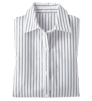 BELLUNA（ベルーナ）の「【選べる袖丈】洗える！ストレッチイージーケアシャツ（シャツ）」｜オフ白ストライプ