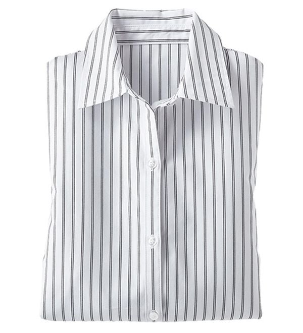 BELLUNA（ベルーナ）の「【選べる袖丈】洗える！ストレッチイージーケアシャツ（シャツ）」｜オフ白ストライプ