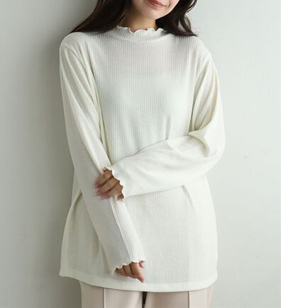 A HAPPY MARILYN（アハッピーマリリン）の「【ＬＬ～６Ｌ】「沿わないネック」で苦しくない。ミルリブ プチハイカットソー（カットソー）」