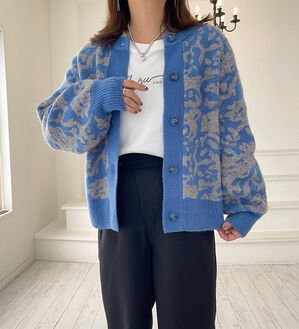 BELLUNA（ベルーナ）の「配色ジャカードニットショートカーディガン（ニットカーディガン）」｜詳細画像