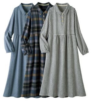 ルフラン（ルフラン）の「【３色組】綿１００％あったかロングワンピース（ロングワンピース）」｜詳細画像