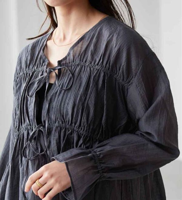 RANAN（ラナン）の「リボンドロストブラウス（ブラウス）」｜詳細画像