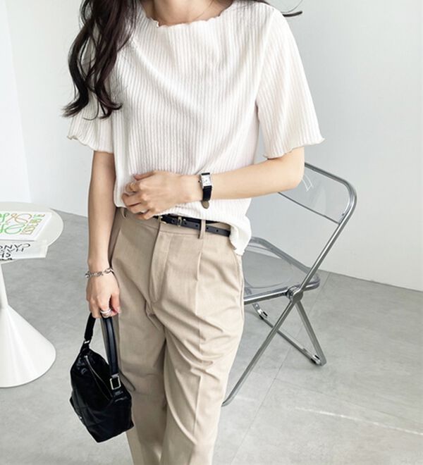 GeeRA（ジーラ）の「前後２ＷＡＹ配色メロー５分袖カットソー（カットソー）」｜詳細画像