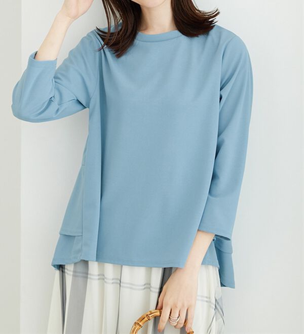 BELLUNA（ベルーナ）の「美人顔バックフレアーブラウス（ブラウス）」｜サックス