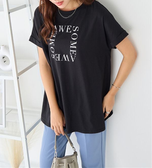 Viola e Viola（ヴィオラ エ ヴィオラ）の「【柄が選べる】大人の華やかプリントチュニックＴシャツ（チュニック）」｜詳細画像