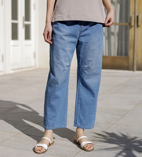 BELLUNA（ベルーナ）の「ひんやり冷感！カーブシルエットデニムパンツ（ワイドパンツ・ガウチョ）」｜詳細画像