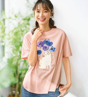 BELLUNA（ベルーナ）の「アーティストコラボねこプリントＴシャツ（カットソー）」｜詳細画像