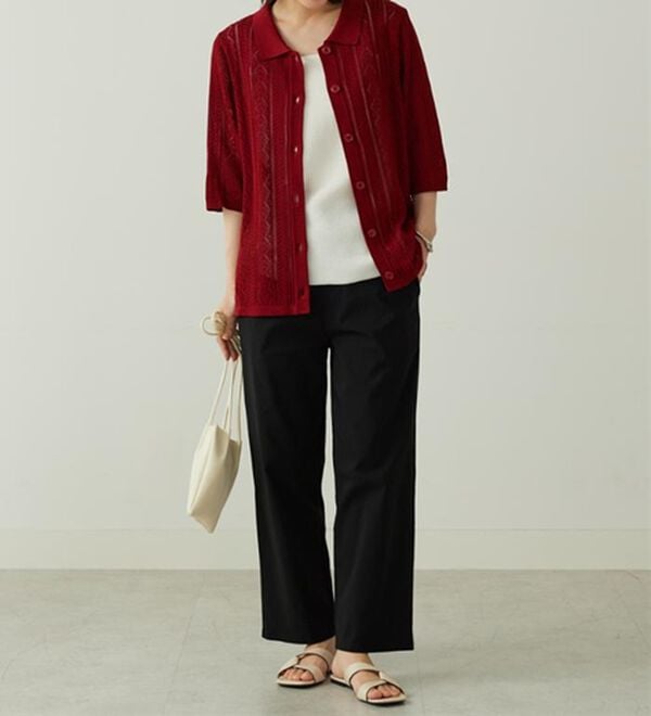 BELLUNA（ベルーナ）の「のびのびストレッチ美脚ストレートパンツ（ワイドパンツ・ガウチョ）」｜詳細画像