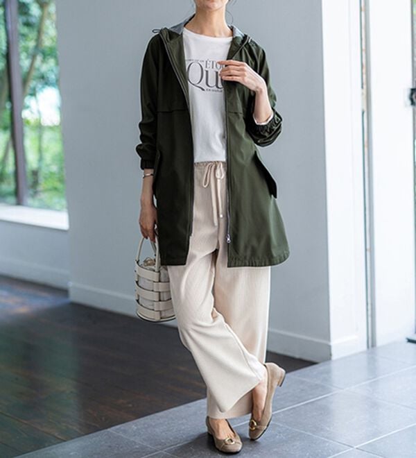 BELLUNA（ベルーナ）の「はっ水加工ボンディング素材ロング丈パーカー（ハーフコート）」｜詳細画像