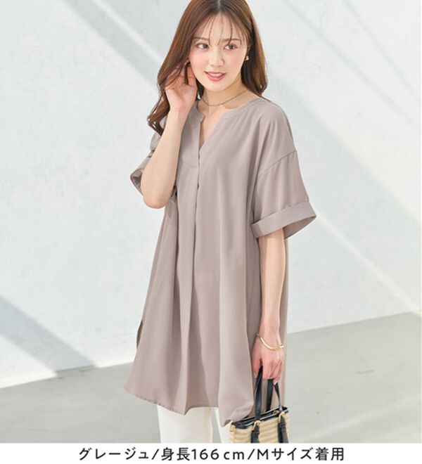 alotta（アロッタ）の「スキッパーとろみブラウスチュニック（ブラウス）」｜詳細画像